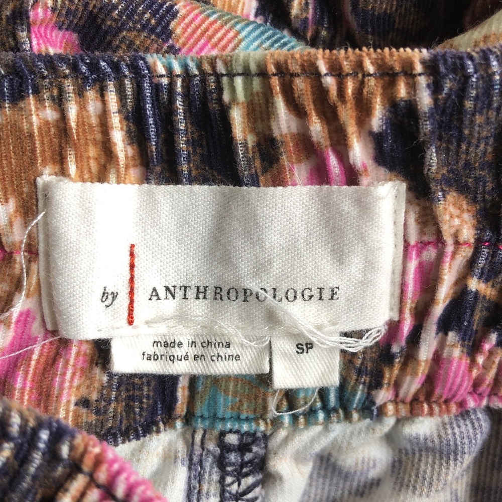 Anthropologie Anisa Floral Corduroy Joggers Pants Petite - Picture 9 of 14